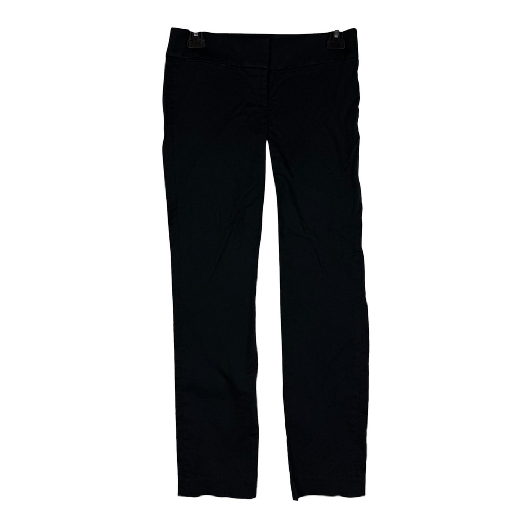 LOFT Pants Womens 00P Black Dress Twill Slim Leg Stretch Flat Front Work Career